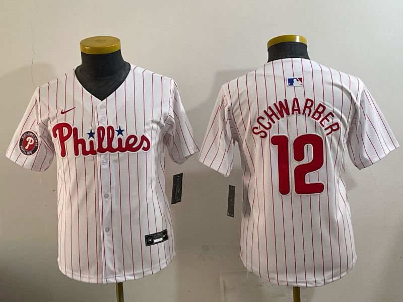 Youth 2026 Philadelphia Phillies #12 Schwarber White Game Nike MLB Jersey style 05